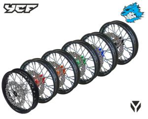 COMPLETE STEEL FRONT WHEEL FOR YCF50 WITH CNC HUB BLACK
