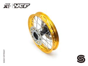 ROUE ARRIERE COMPLETE ALUMINIUM ACIER OR 1.85X14' MOYEUX INJECTE NOIR