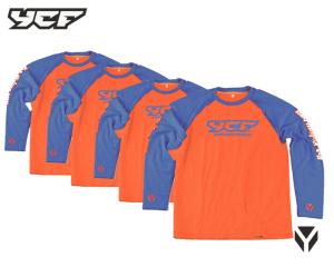 TEE SHIRT YCF MANCHE LONGUES BLEU/ORANGE TAILLE XL