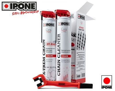 IPONE PACK CHAINE TOUT-TERRAIN - Dégraissant 750ml + Graisse 750ml + Brosse